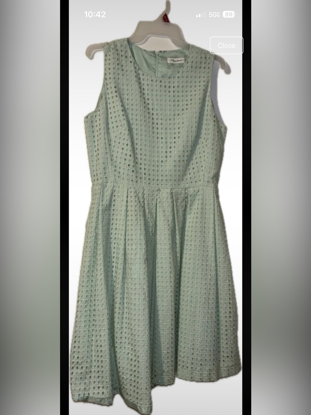 Calvin Klein Sleeveless Eyelet Midi Dress in Light Mint